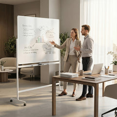 Double-Sided Magnetic Dry Erase Board with Stand-White