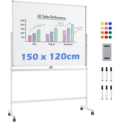 Double-Sided Magnetic Dry Erase Board with Stand-White
