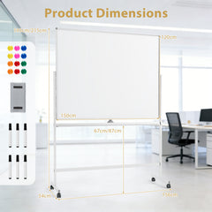 Double-Sided Magnetic Dry Erase Board with Stand-White