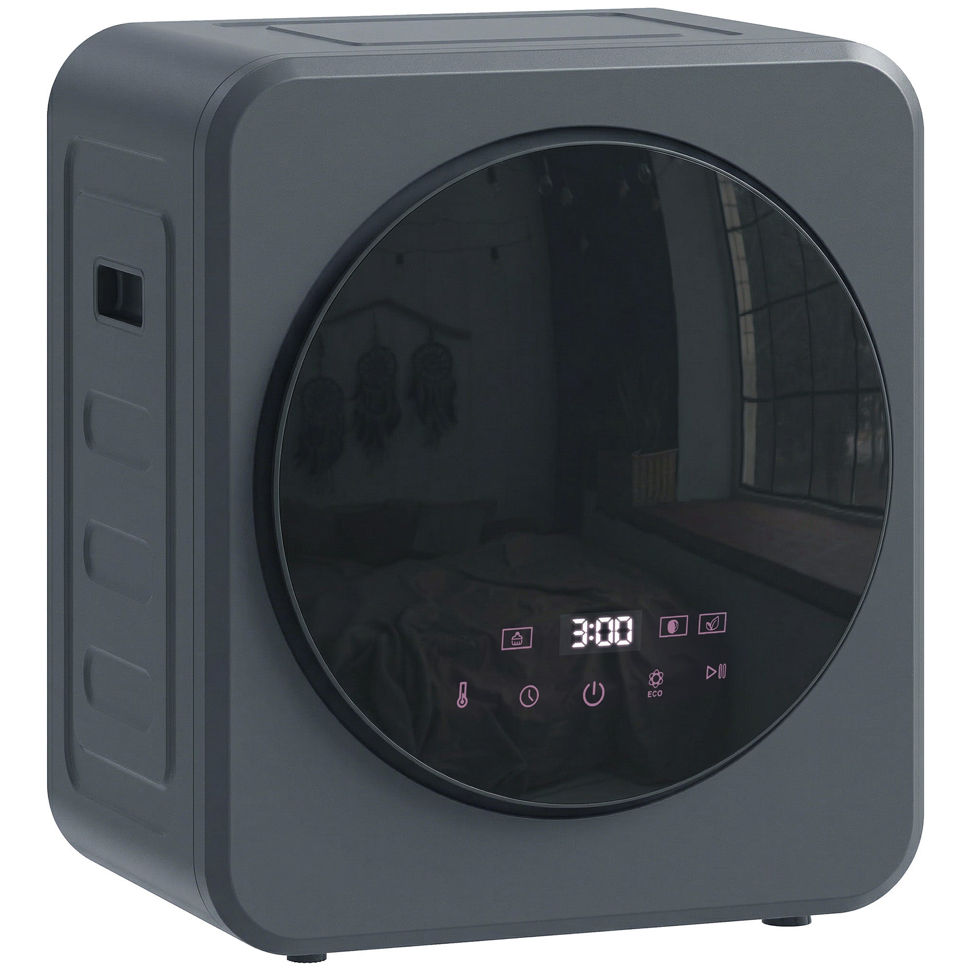 HOMCOM Vented Tumble Dryer, 4kg Front Tumble Dryer with Stainless Steel Tub, 800W Compact Freestanding Grey
