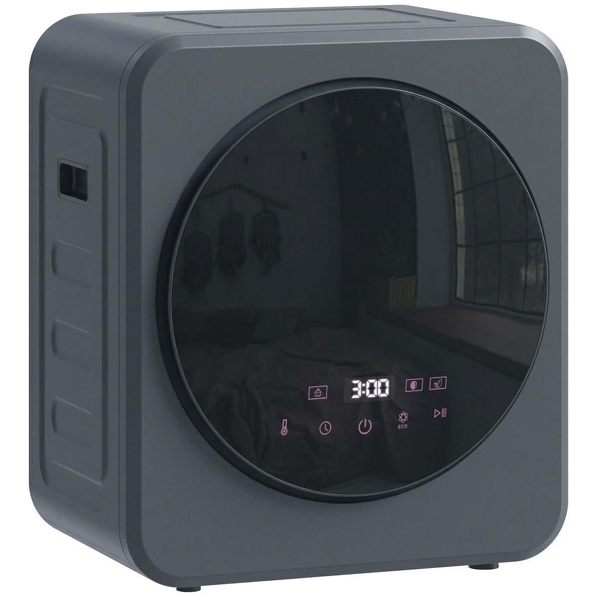 HOMCOM Vented Tumble Dryer, 4kg Front Tumble Dryer with Stainless Steel Tub, 800W Compact Freestanding Grey