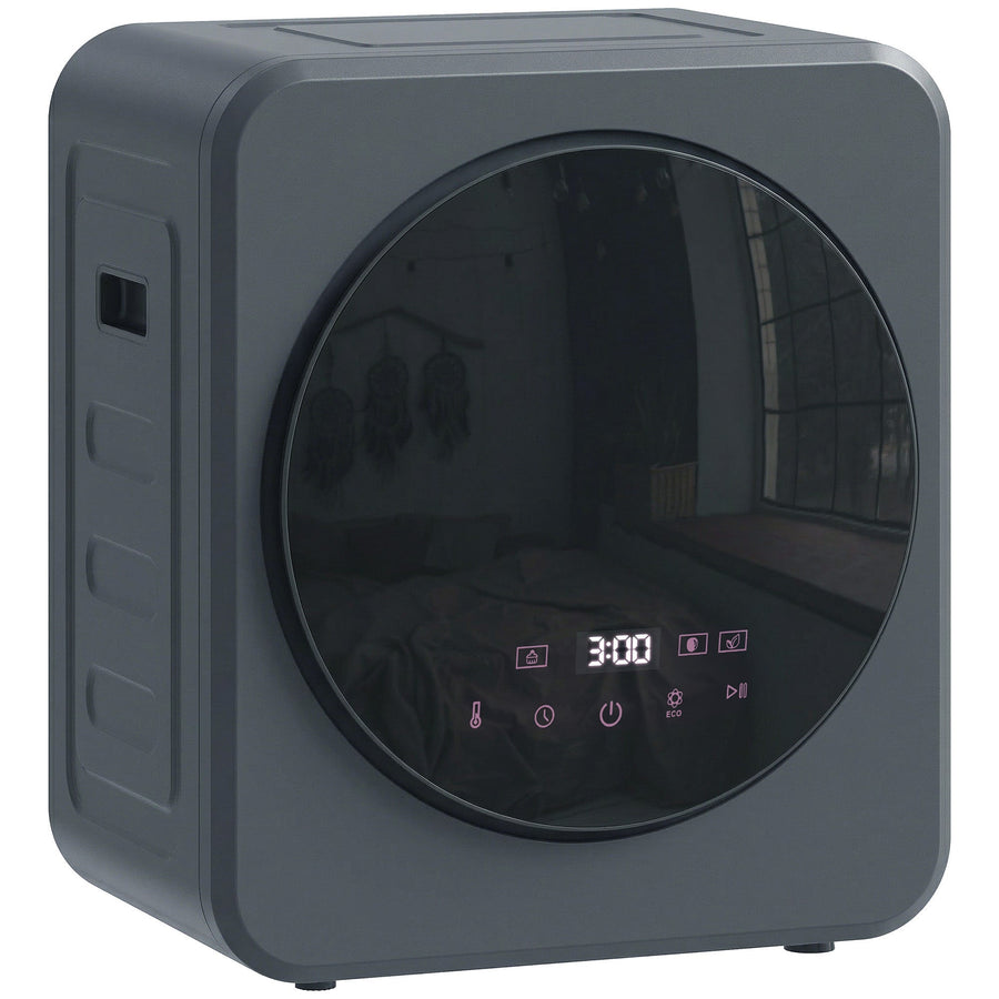 HOMCOM Vented Tumble Dryer, 4kg Front Tumble Dryer with Stainless Steel Tub, 800W Compact Freestanding Grey