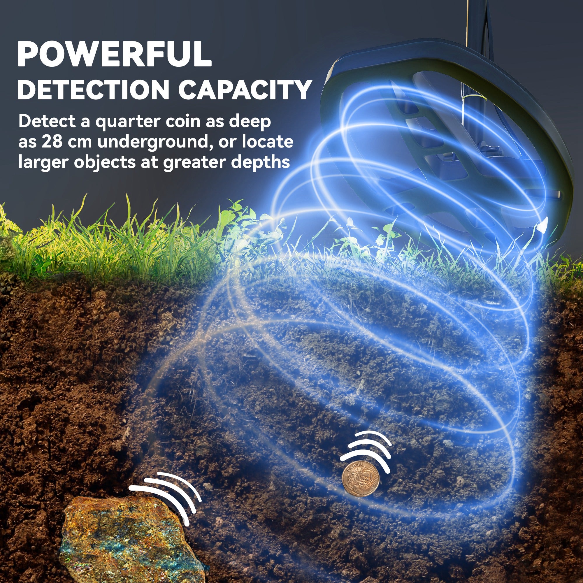 Outsunny Metal Detector for Adults and Beginners, Gold Detector with Higher Accuracy IP68 Waterproof Coil, 5 Professional Modes with Pinpoint & Memory Mode, Bigger Backlit LCD Display with DSP Chip
