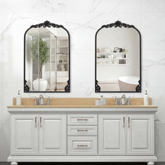 Dramatic Arched Wall Mirror with Baroque Ornate Frame-M