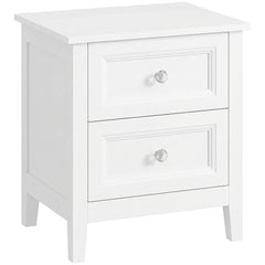 HOMCOM Nightstand with 2 Drawers Modern Bedside Table for Bedroom Living Room White