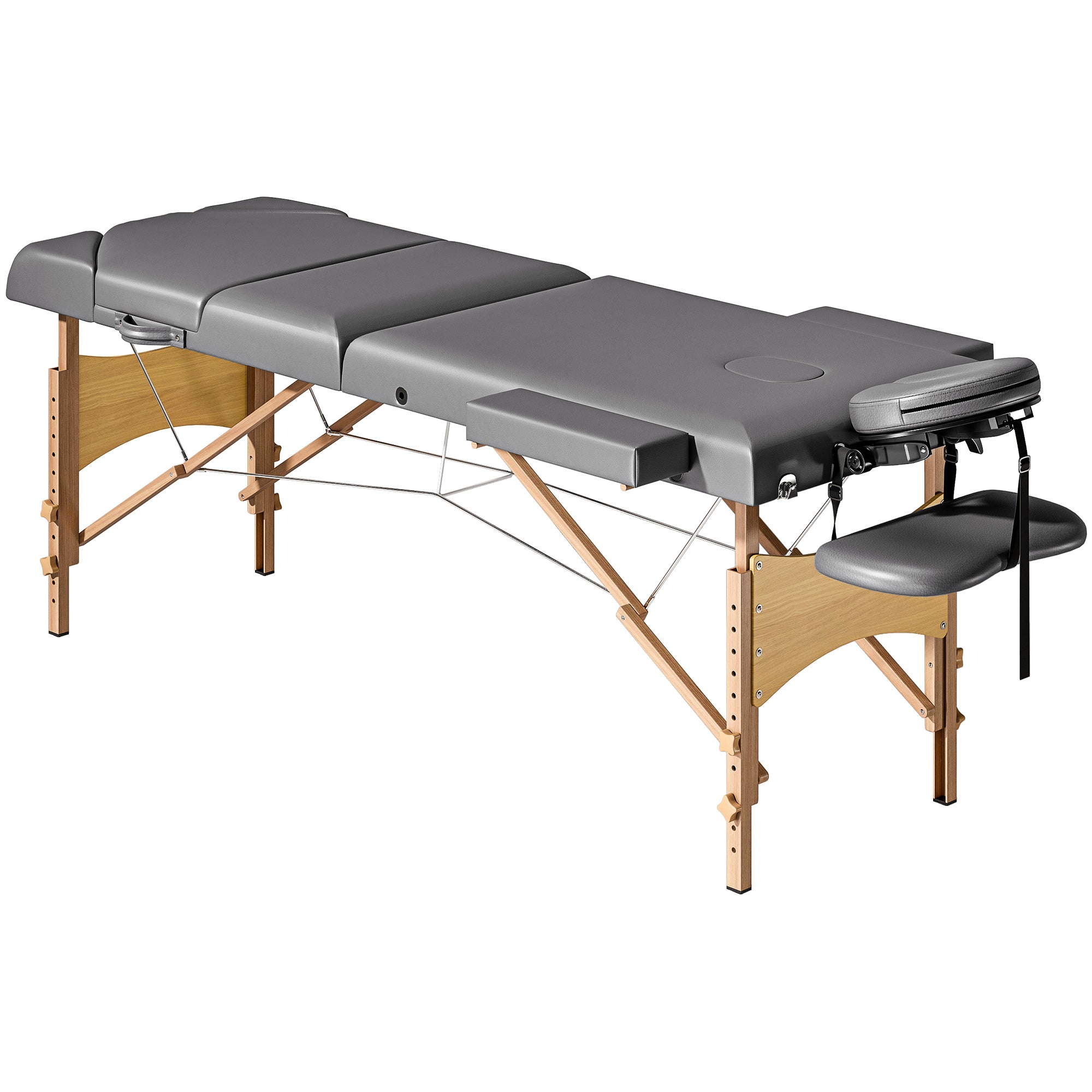HOMCOM Adjustable Folding Massage Table - Grey