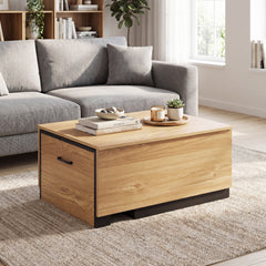 Dual-Tone Extendable Coffee Table with 2 Storage Compartments-Natural