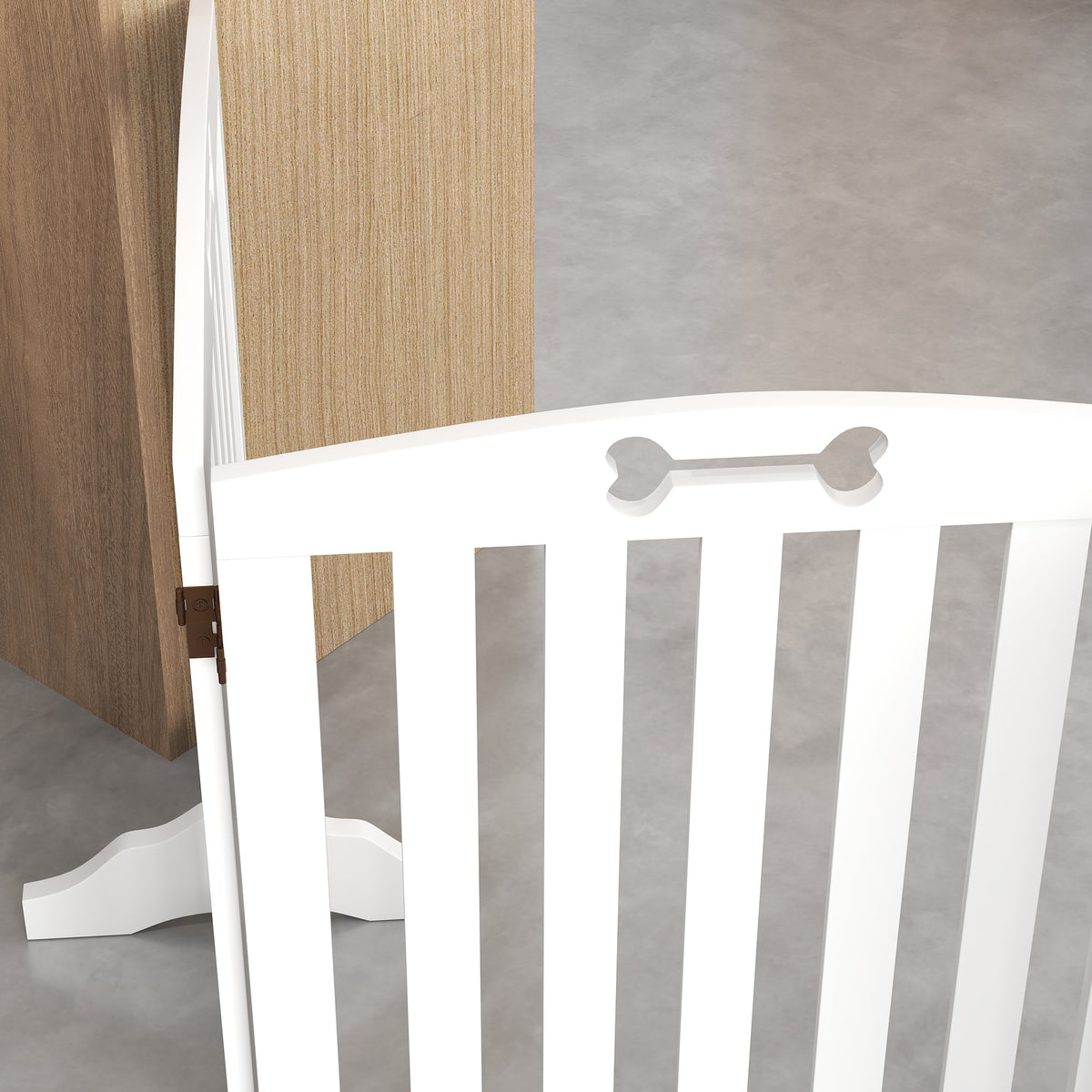 PawHut Wooden Dog Gate, Freestanding Pet Gate with Support Feet for Doorways, Hallways, Stairs, 207.5L x 61H cm, White