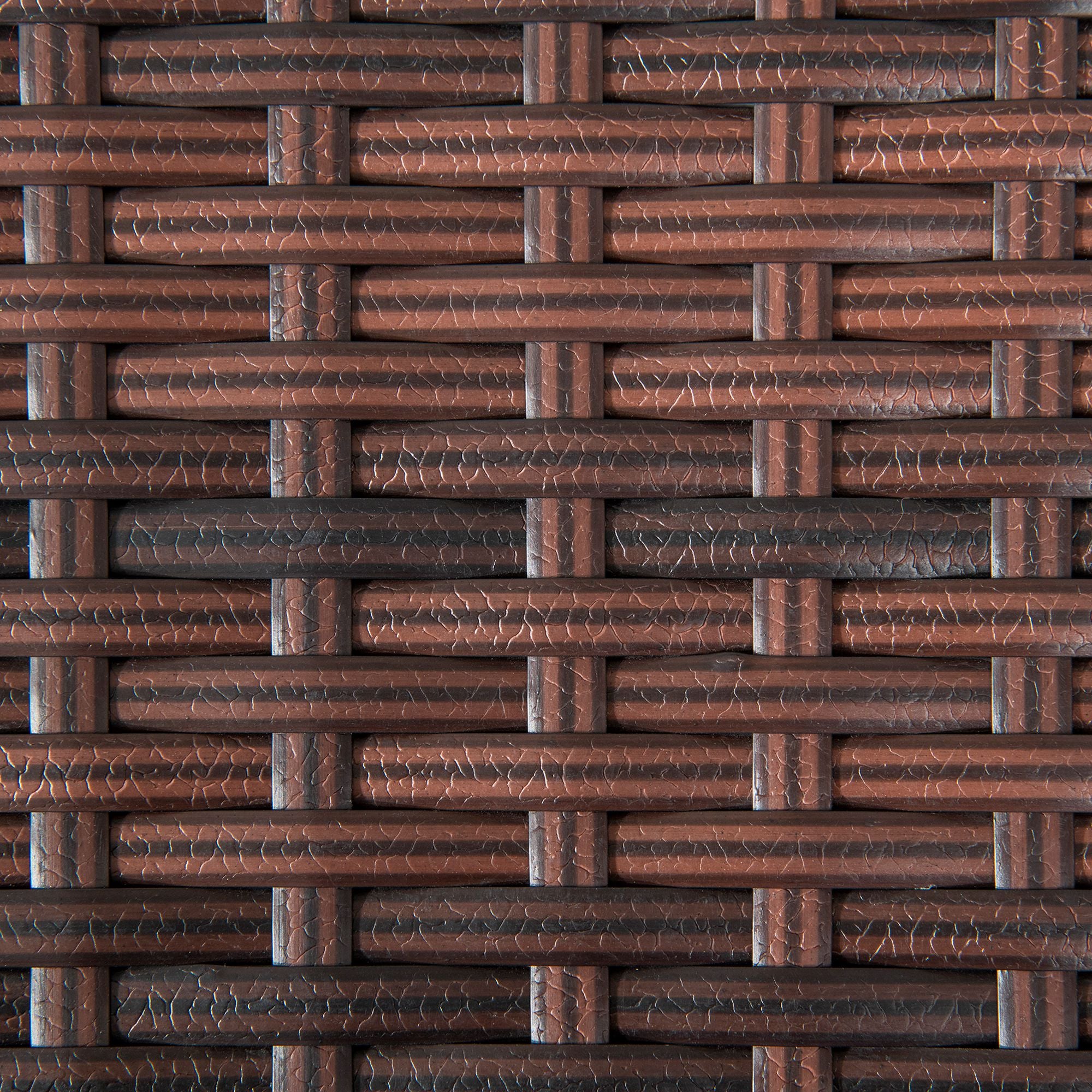 Outsunny Outdoor Rattan Side Table Coffee Table with Plastic Board, Full Woven Table Top for Patio, Garden, Balcony, Mixed Brown