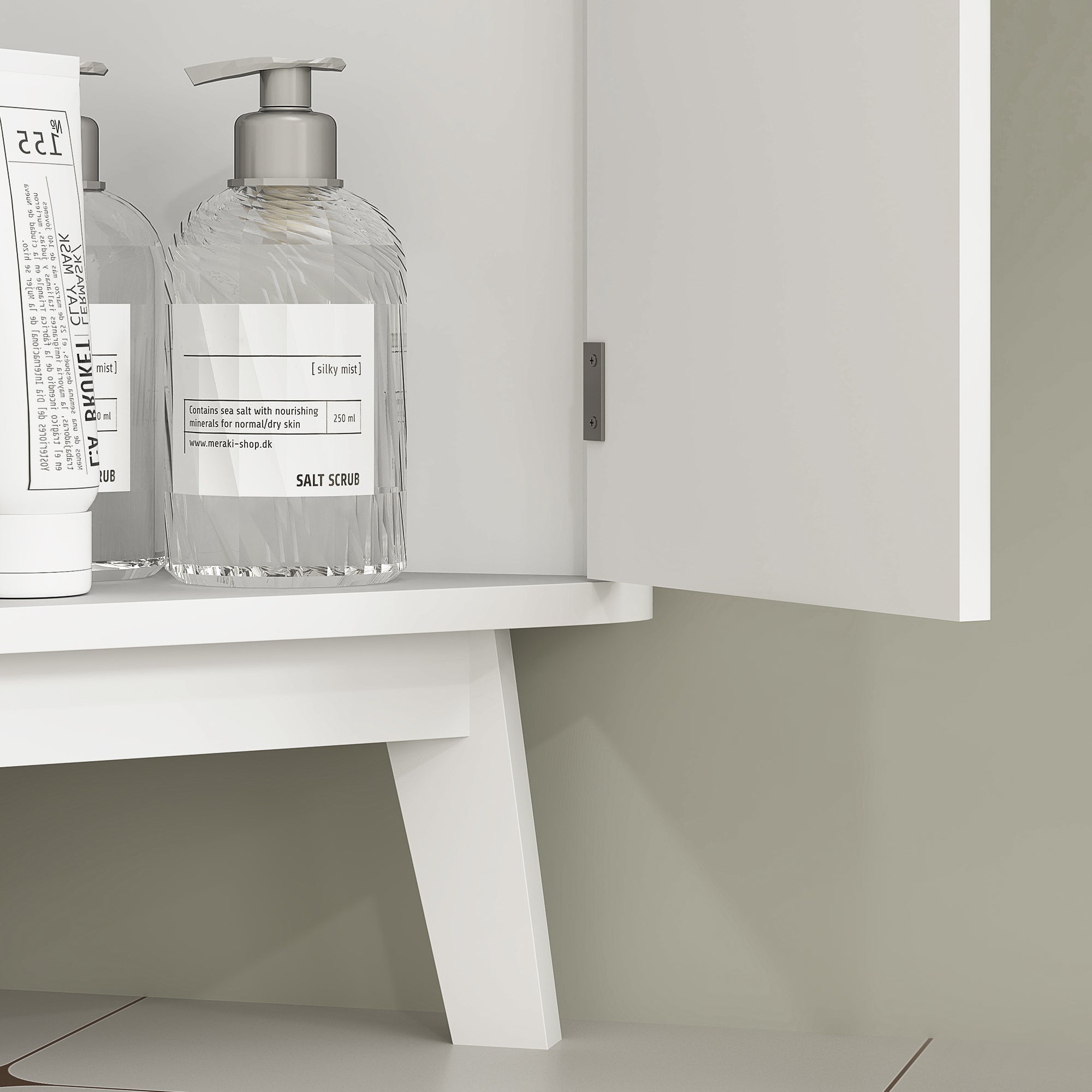 HOMCOM Tall Bathroom Storage Cabinet, Slim Bathroom Storage Unit with Doors and Adjustable Shelves, Freestanding Bathroom Cabinet with Curved Profile Design, White