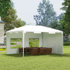 Outsunny 3 x 4 m Garden Gazebo Shelter Marquee Party Tent with 2 Sidewalls for Patio Yard Outdoor - White - product image 2