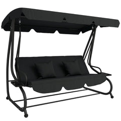 Outsunny Three-Person garden Swing Chair, with Adjustable Canopy - Black