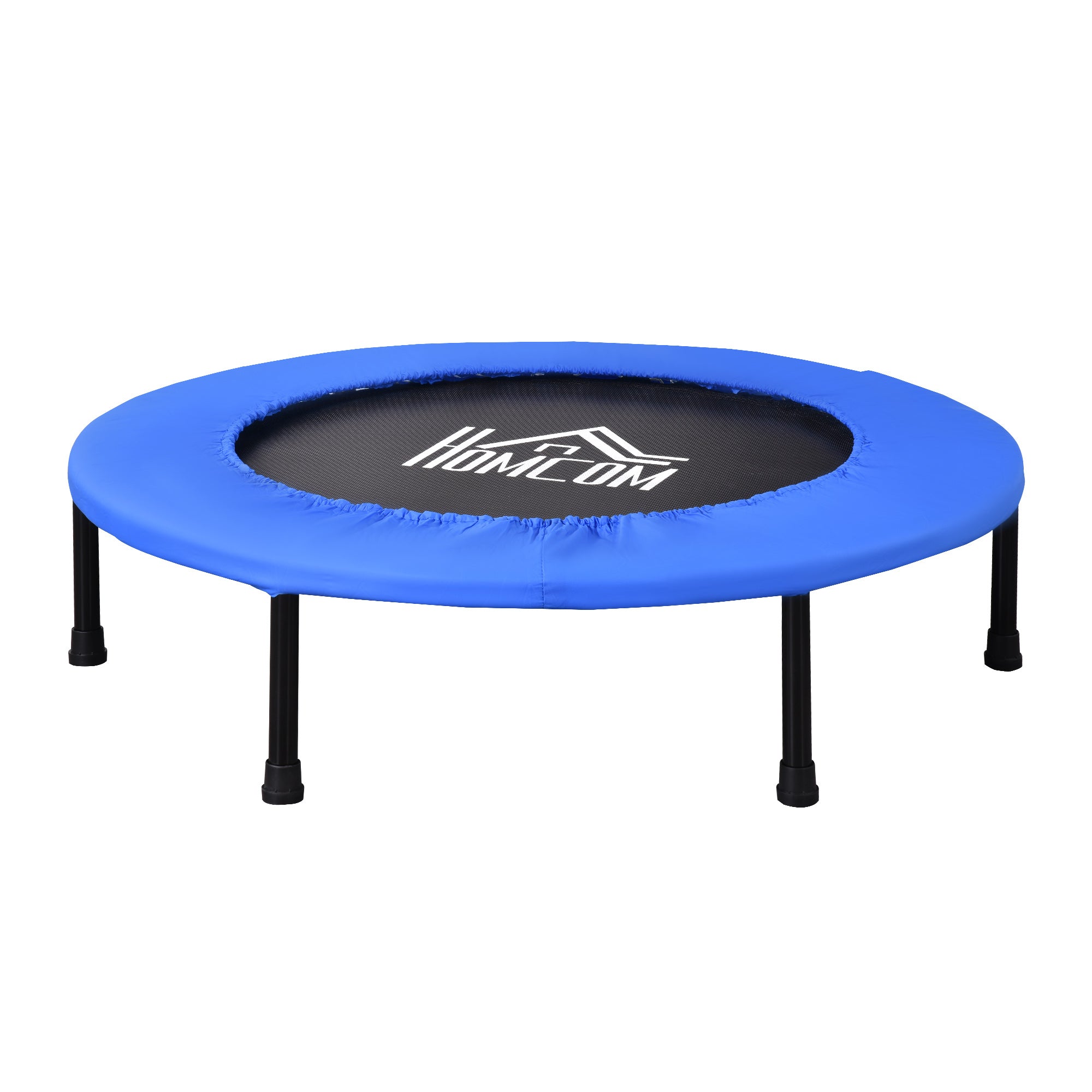 HOMCOM 91 Mini Fitness Trampoline Home Gym Yoga Exercise Rebounder Indoor Outdoor Jumper with Safety Pad, Support Up to 100 KG, Blue and Black