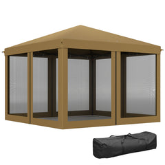Outsunny 3 x 3Â m Pop Up Gazebo, 420D Garden Tent Canopy with Removable Mesh Sidewall Netting, Carry Bag for Garden Patio Outdoor, Khaki