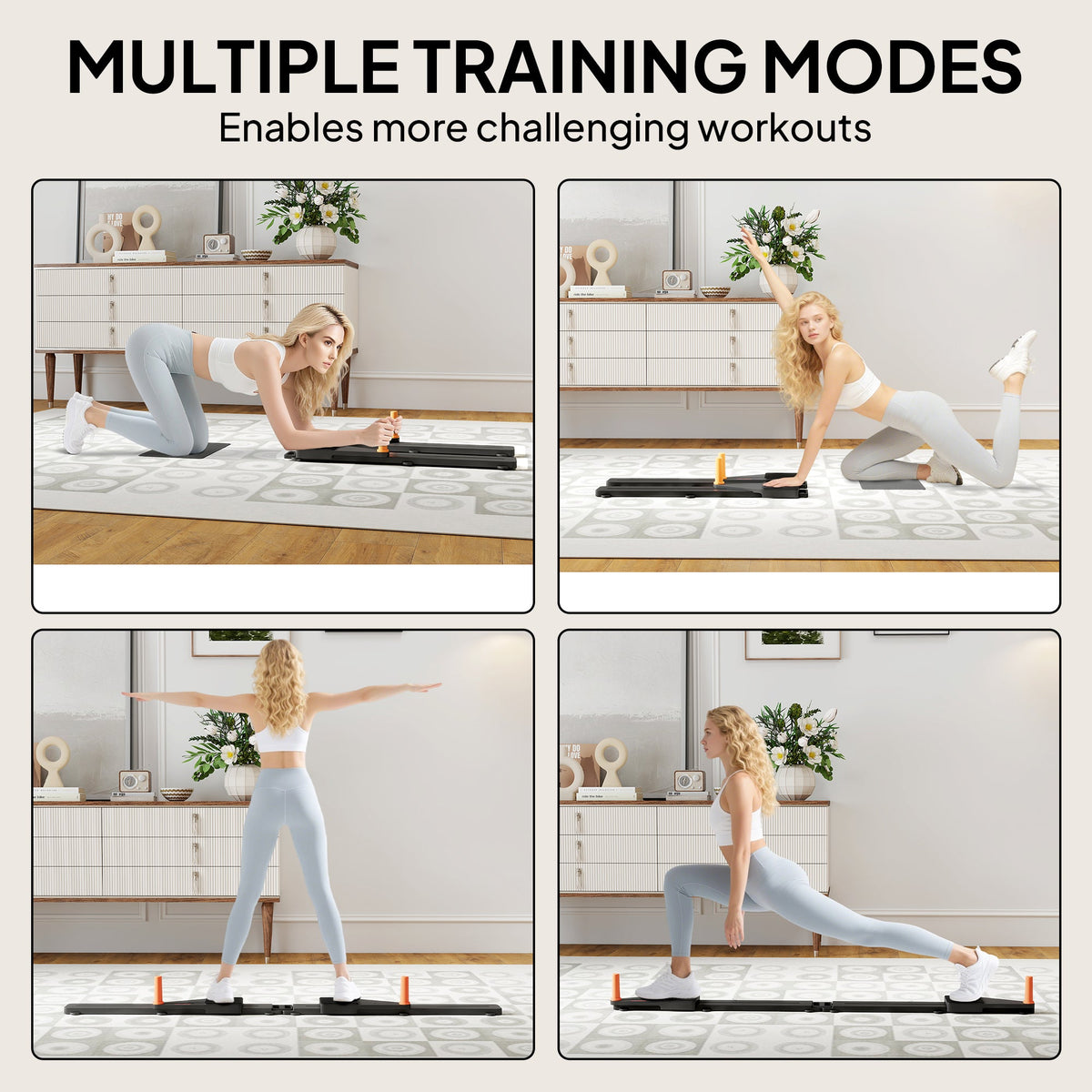 SPORTNOW Push Up Board Set of 2, Portable Press Up Board with Dual Glide Rails, Knee Pad, Pushup Stand Pilates Reformer Machine for Home Gym, Multifunctional Workout Equipment for Men & Women