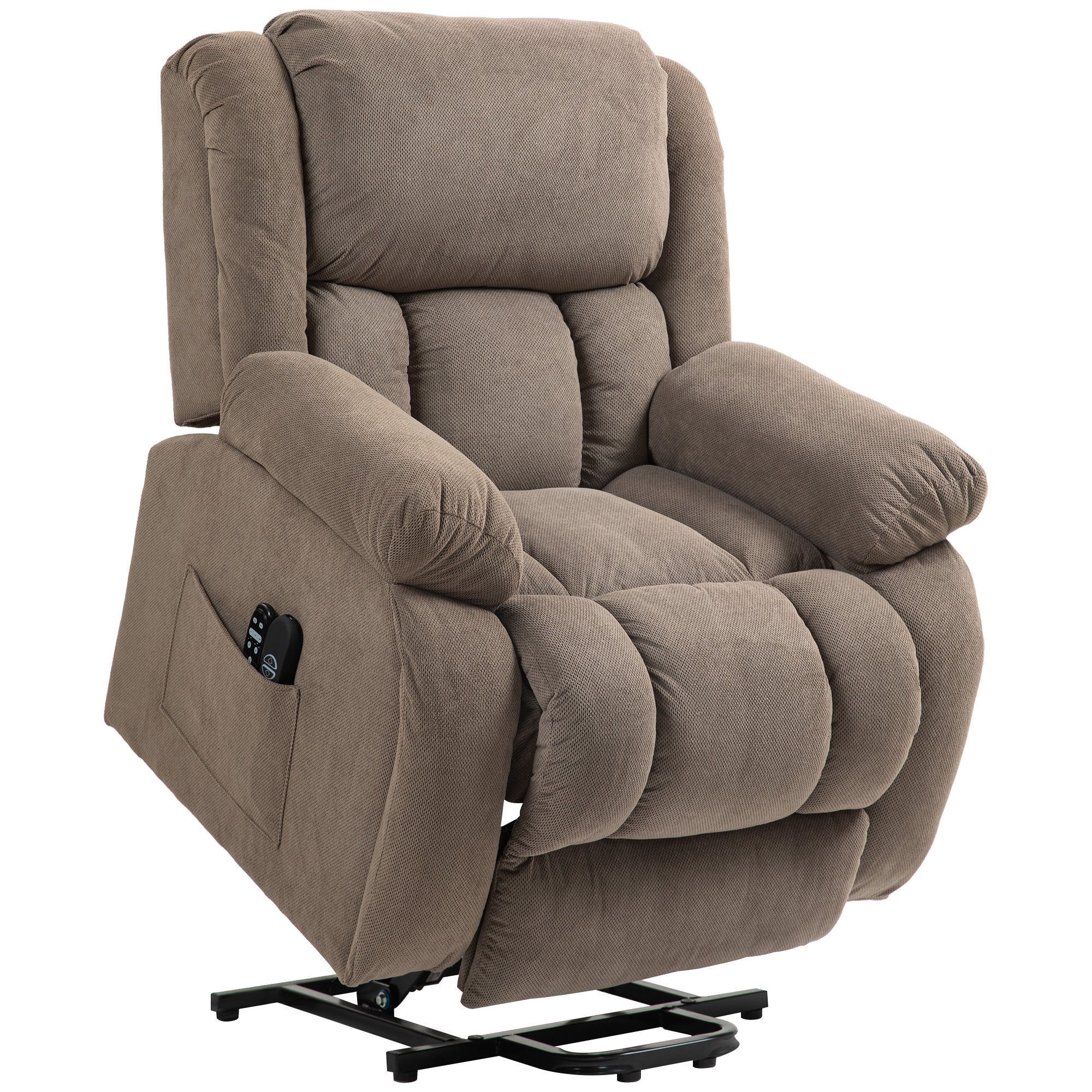 HOMCOM Recliner Armchair Lift Chair, Electric Recliner Chair with Vibration Massage and Heat, Wide Seat, USB Port, Light Brown