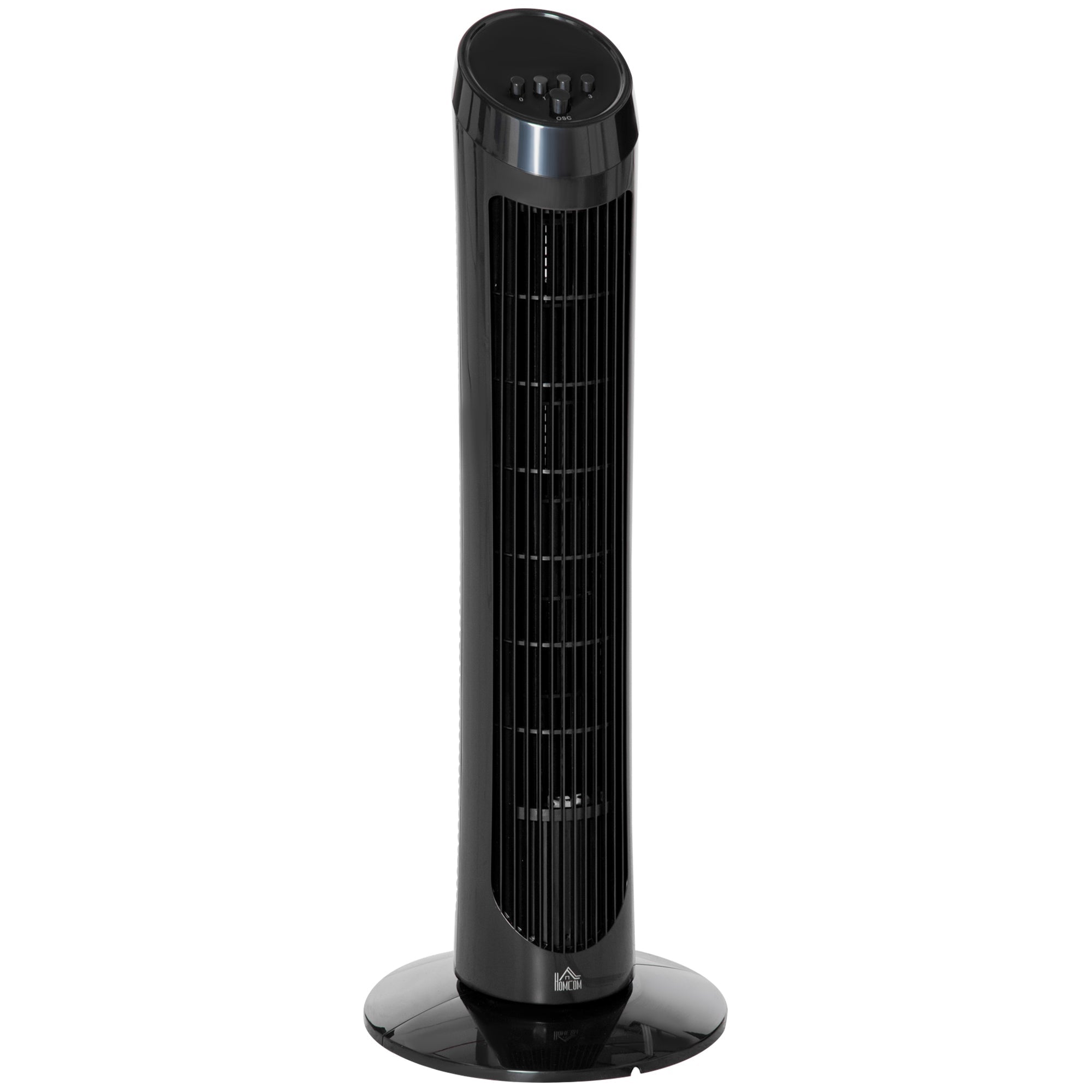 HOMCOM Tower Fan for Bedroom Cooling, 30 Inch Electric 70Â° Oscillating Fan with 3 Speed Settings, Standing Floor Fan for Home Office Indoor, Black