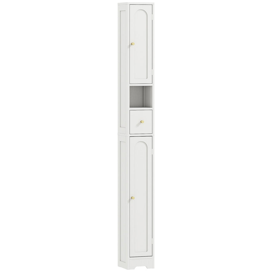 HOMCOM 185 cm Tall Bathroom Cabinet with Arched Doors - White