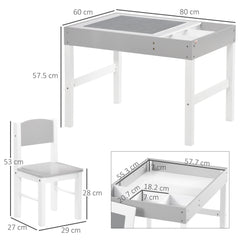 HOMCOM Kids Table and Chair Set, with Storage Space - Grey