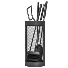 Outsunny 5-Piece Fireplace Tools Set with Mesh Basket, Indoor Outdoor Fireside Accessories for Fireplaces, Fire Pits, Black