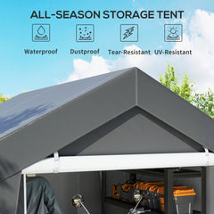 Outsunny 3.6 x 2.1m Portable Outdoor Shed, with Window - Dark Grey