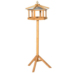 PawHut Wooden Bird Table Free Standing Feeder Garden Sheltered Feeding Station Parrot Stand Birdhouse a40x113cm