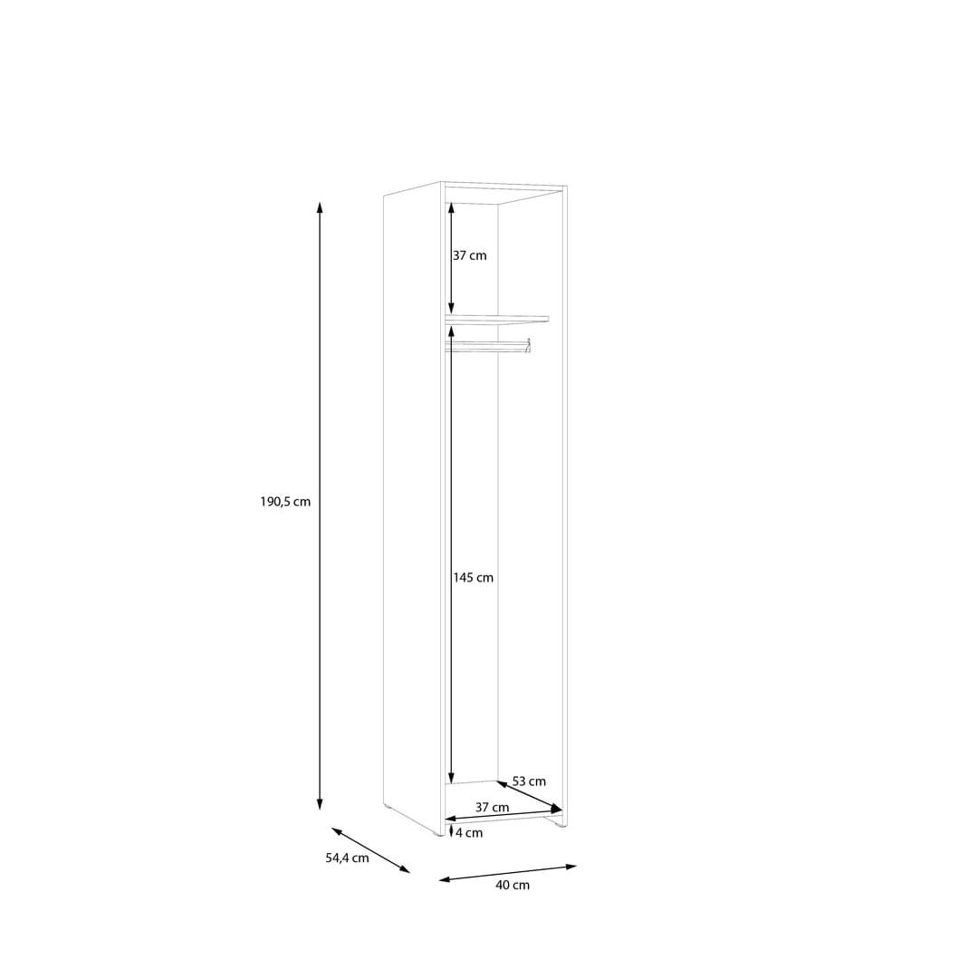 Econobox Hinged Door Wardrobe 40cm in White, image 8