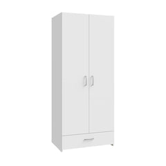 Econobox Hinged Door Wardrobe 80cm [Drawer] in White, image 2