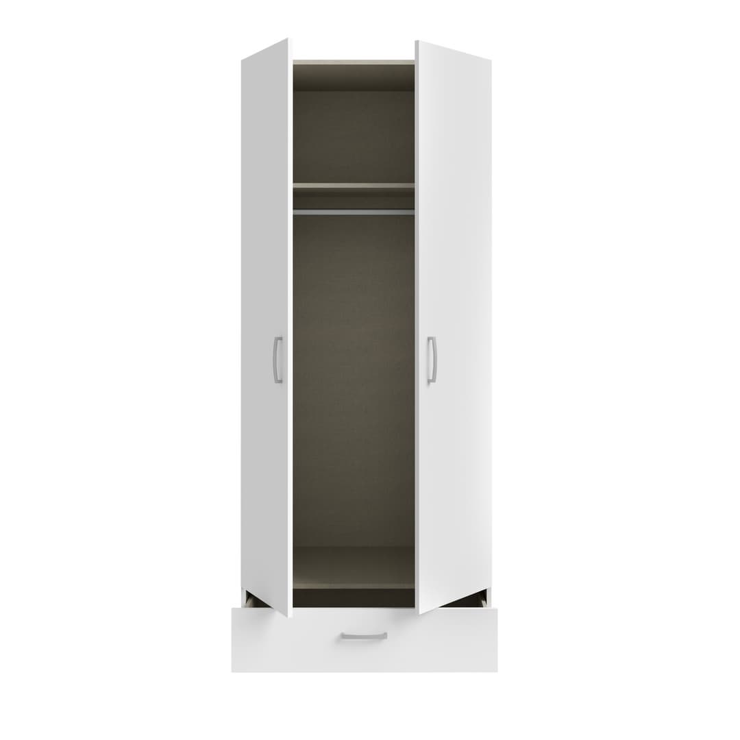 Econobox Hinged Door Wardrobe 80cm [Drawer] in White, image 5