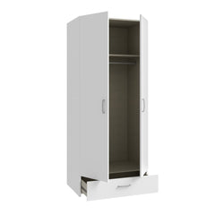 Econobox Hinged Door Wardrobe 80cm [Drawer] in White, image 3