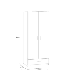 Econobox Hinged Door Wardrobe 80cm [Drawer] in White, image 6