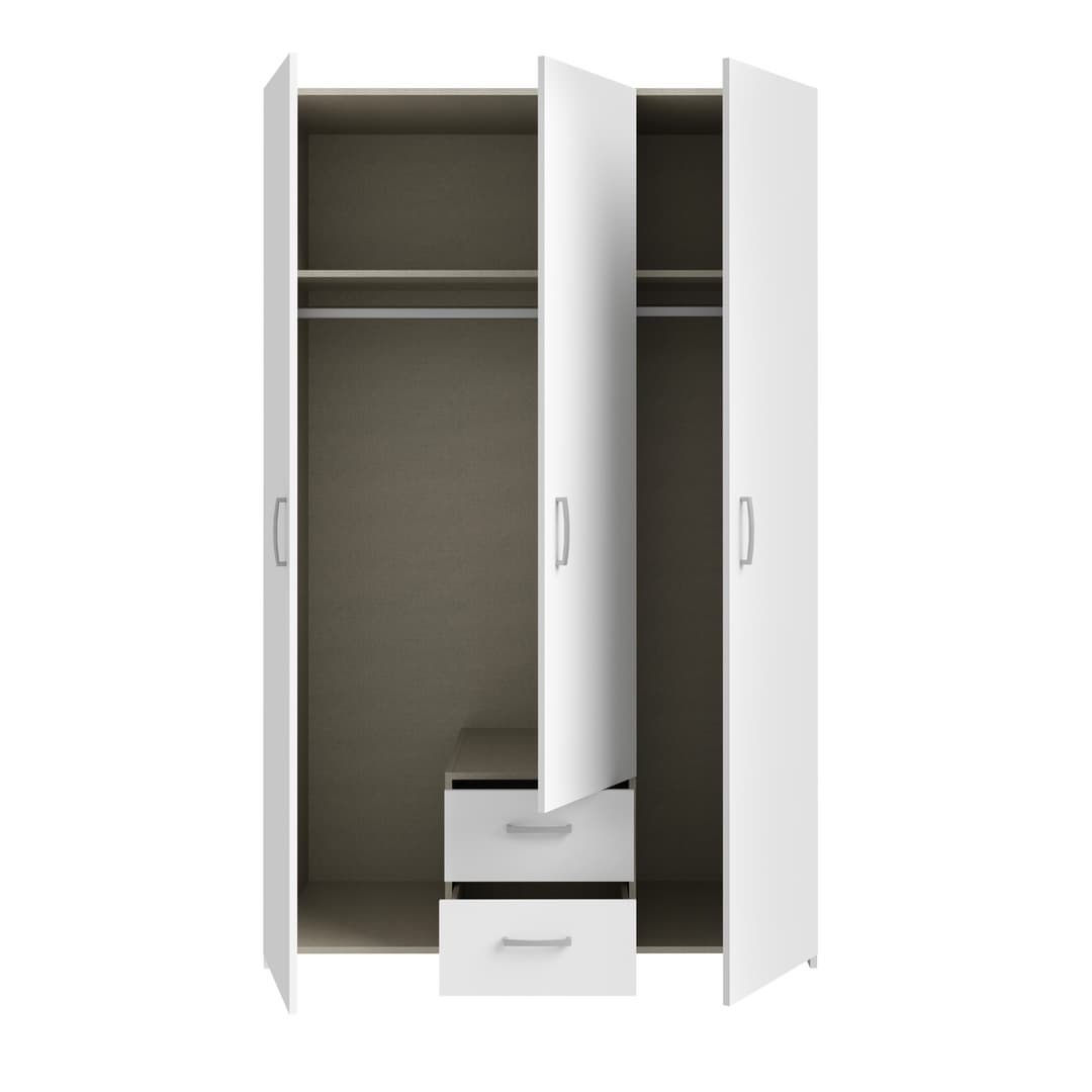 Econobox Hinged Door Wardrobe 120cm in White, image 5