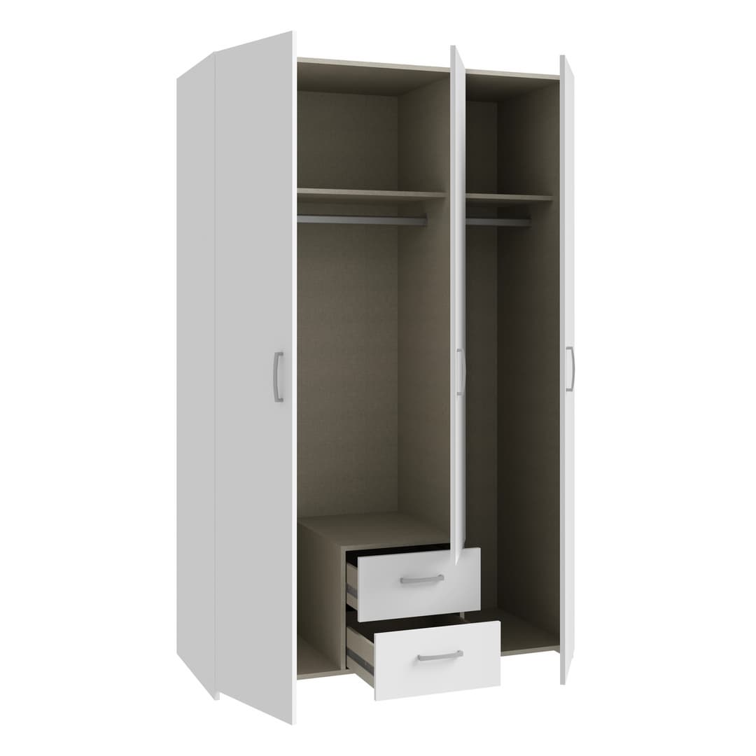 Econobox Hinged Door Wardrobe 120cm in White, image 3