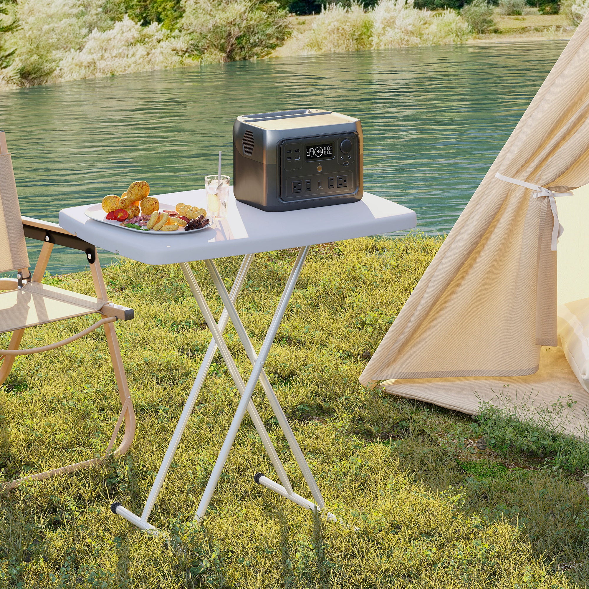 Outsunny Minimal Folding Outdoor Table - White