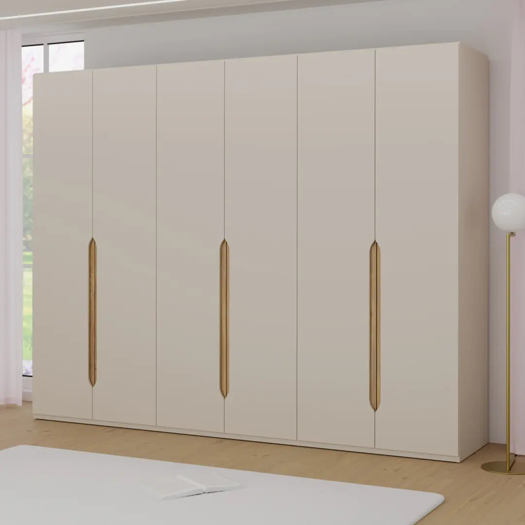Edwal Hinged Door Wardrobe 266cm in Beige