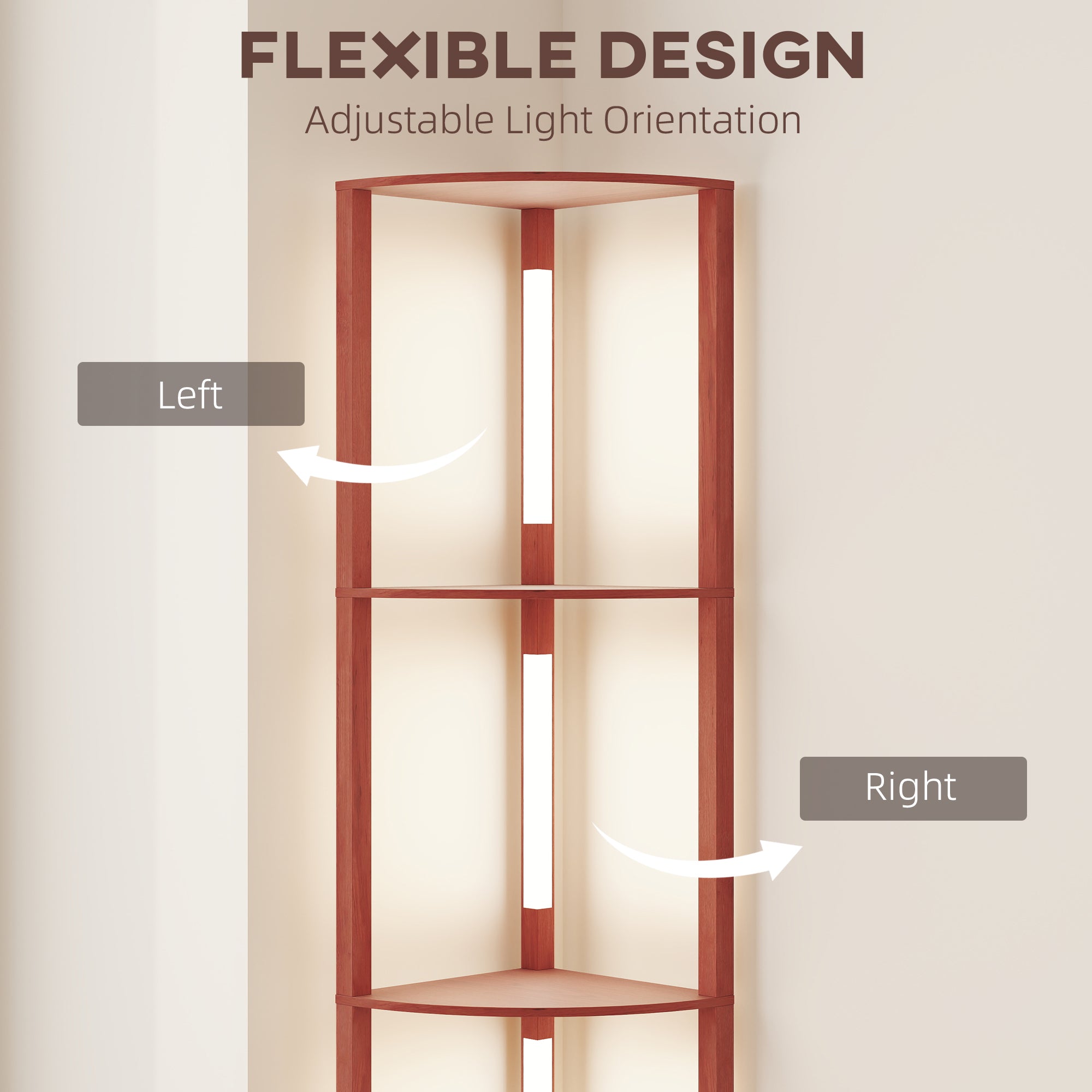 HOMCOM Corner Floor Lamp for Living Room Bedroom with Dimmable Warm White LED Light, Modern Tall Standing Lamp, Brown