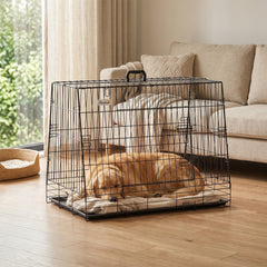 PawHut 35"(90 cm) Car Dog Crate Medium Large Collapsible Slanted Travel Dog Cage with Tray for Car Boot