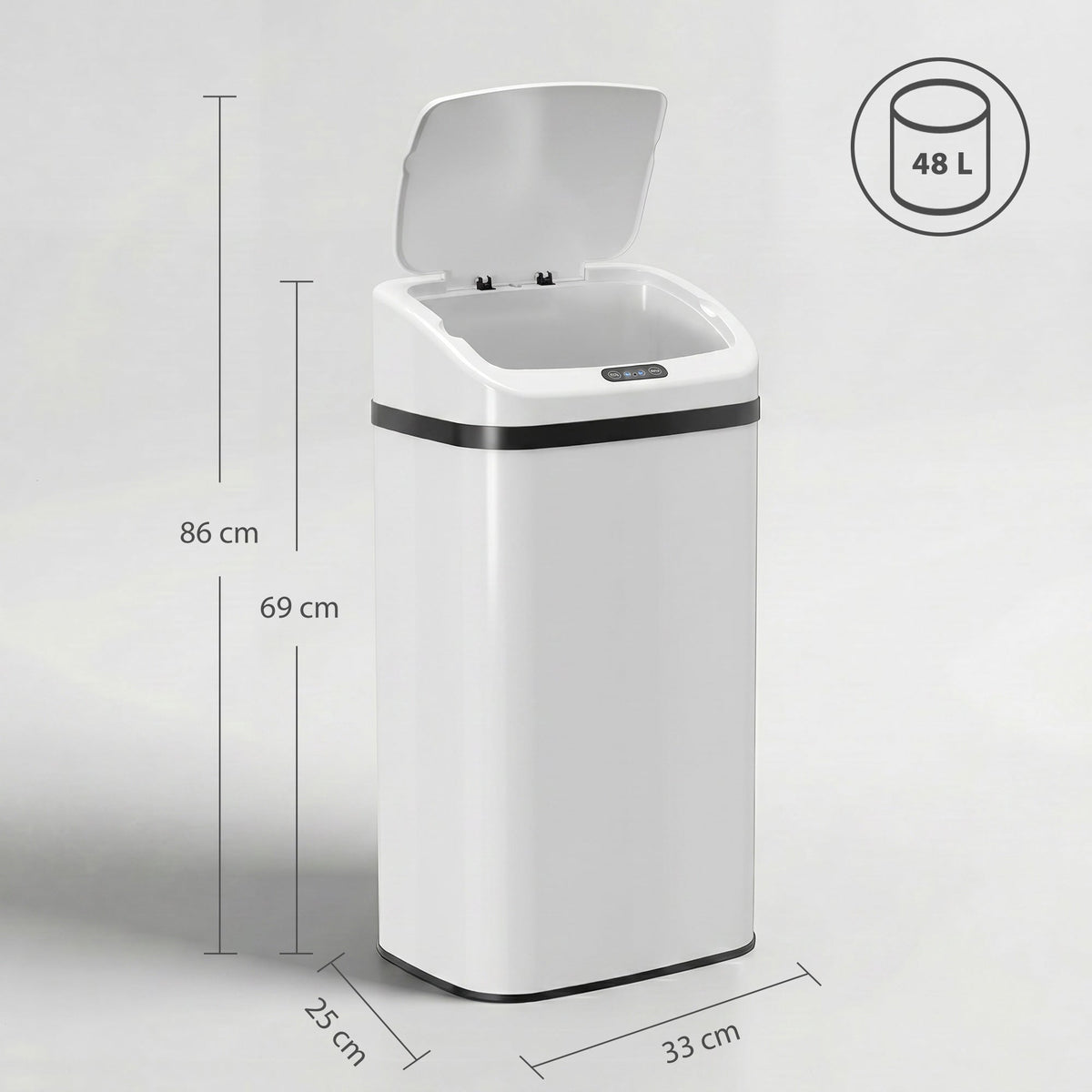 HOMCOM 48L Stainless Steel Sensor Bin - White