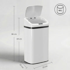 HOMCOM 48L Stainless Steel Sensor Bin - White