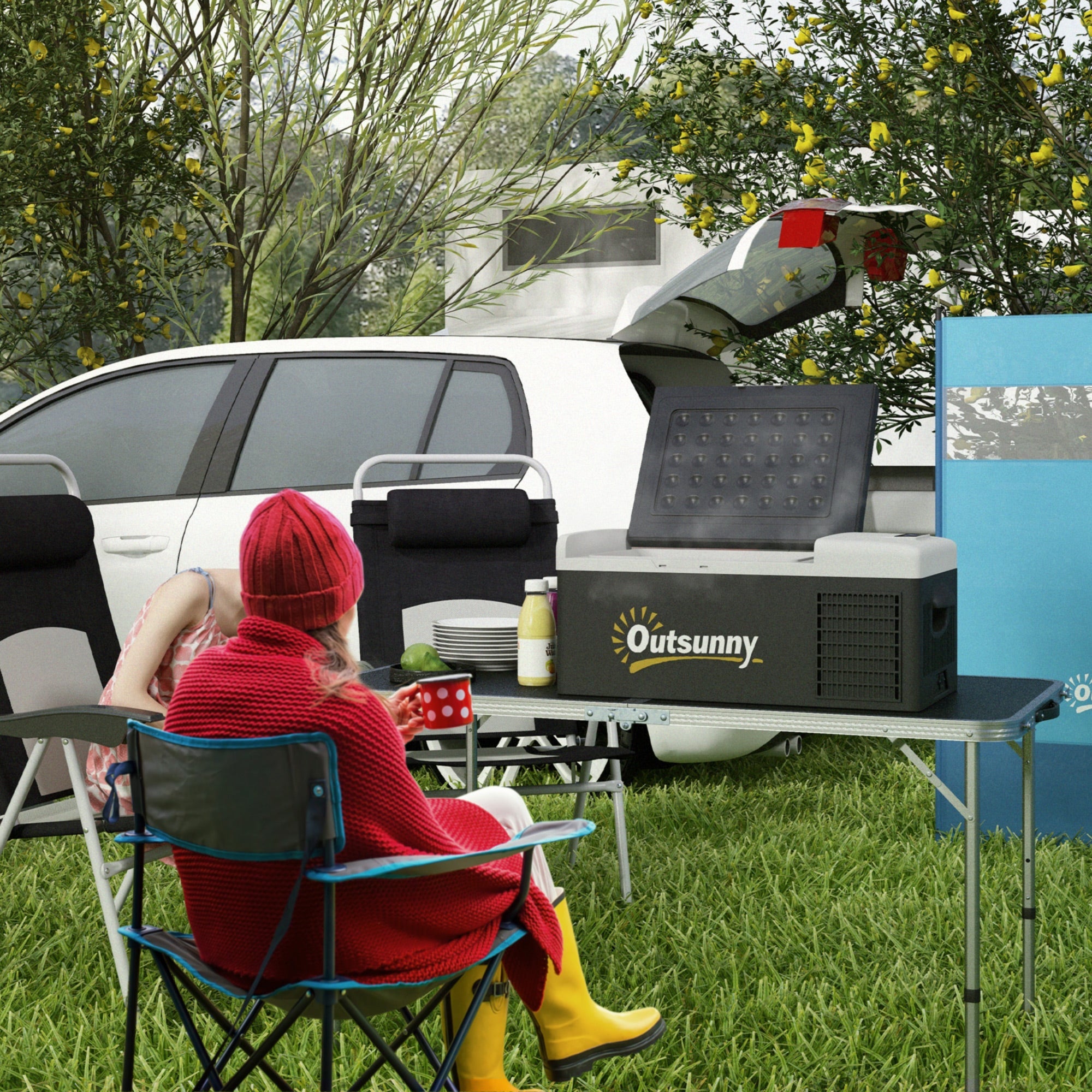 Outsunny 16L Portable Car Fridge, -20â to 10â Adjustable Temperature - Black/Grey