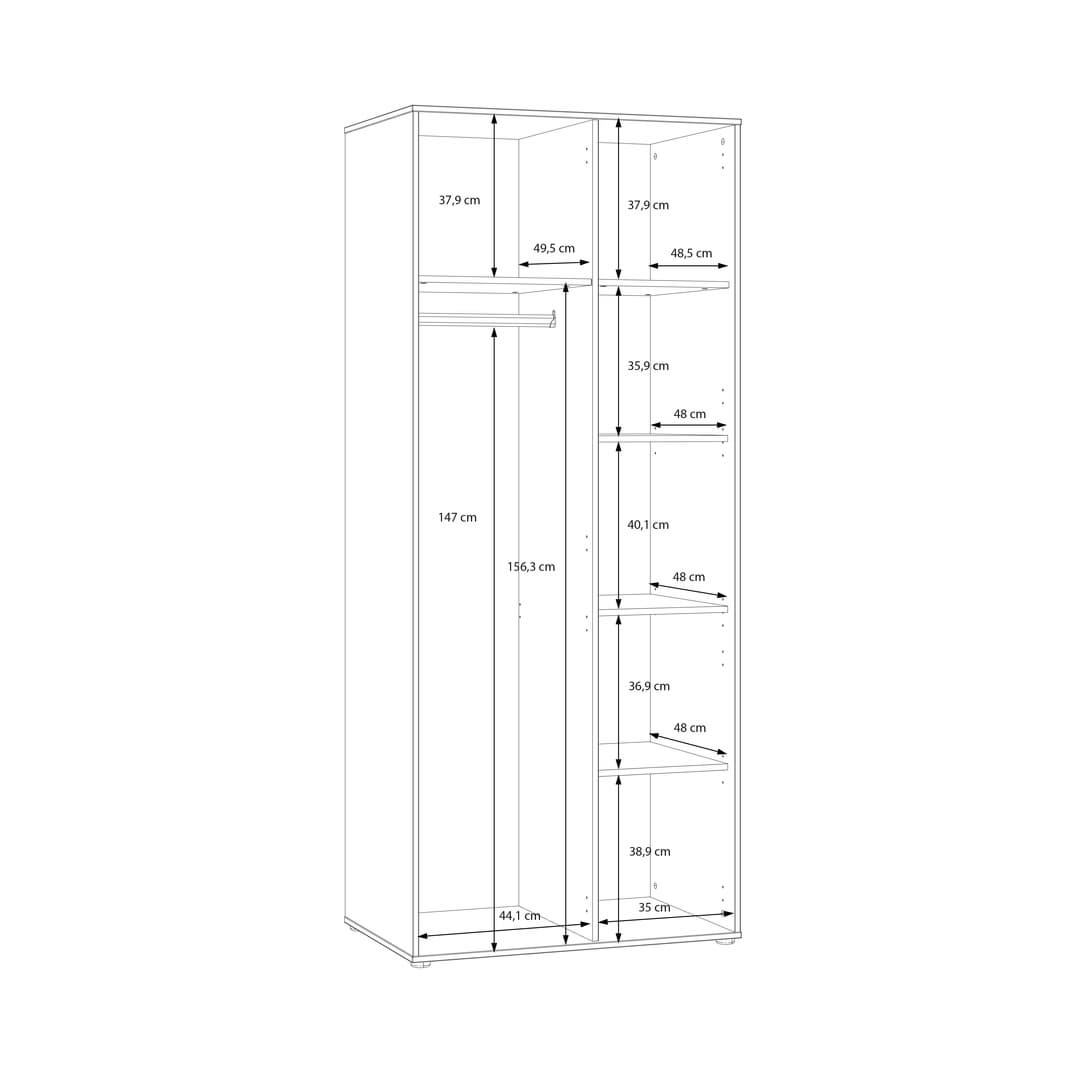 Eliston Hinged Door Wardrobe 84cm in Oak Mauvella, image 7