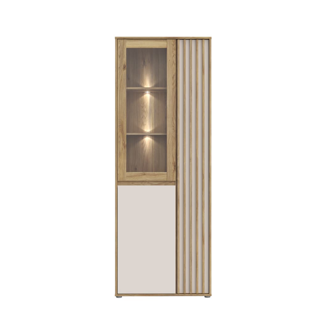 Eliston Tall Display Cabinet 74cm in Oak Mauvella, image 7