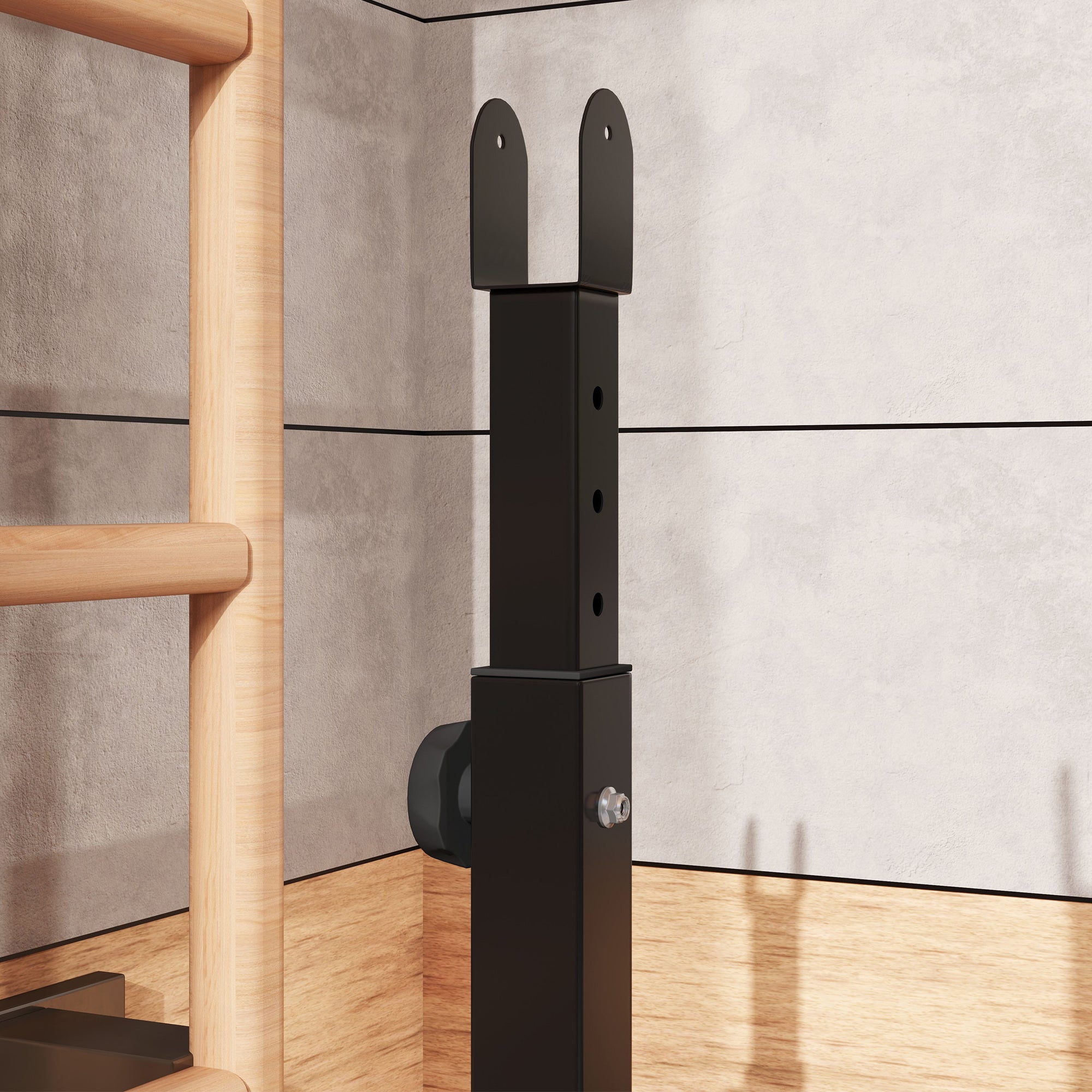 SPORTNOW Weight Bench with Two Barbell Racks, Leg Curl Machine, Preacher Curl Bench, Black