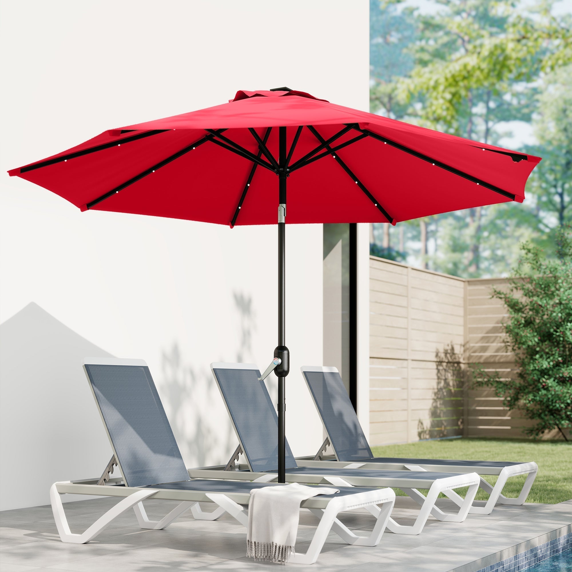 Outsunny 3 m Replacement Parasol Canopy with Top Vent, UPF 50+ Garden Parasol Replacement Canopy, 8 Rib Parasol Cover Replacement Fits Various Frames, Red