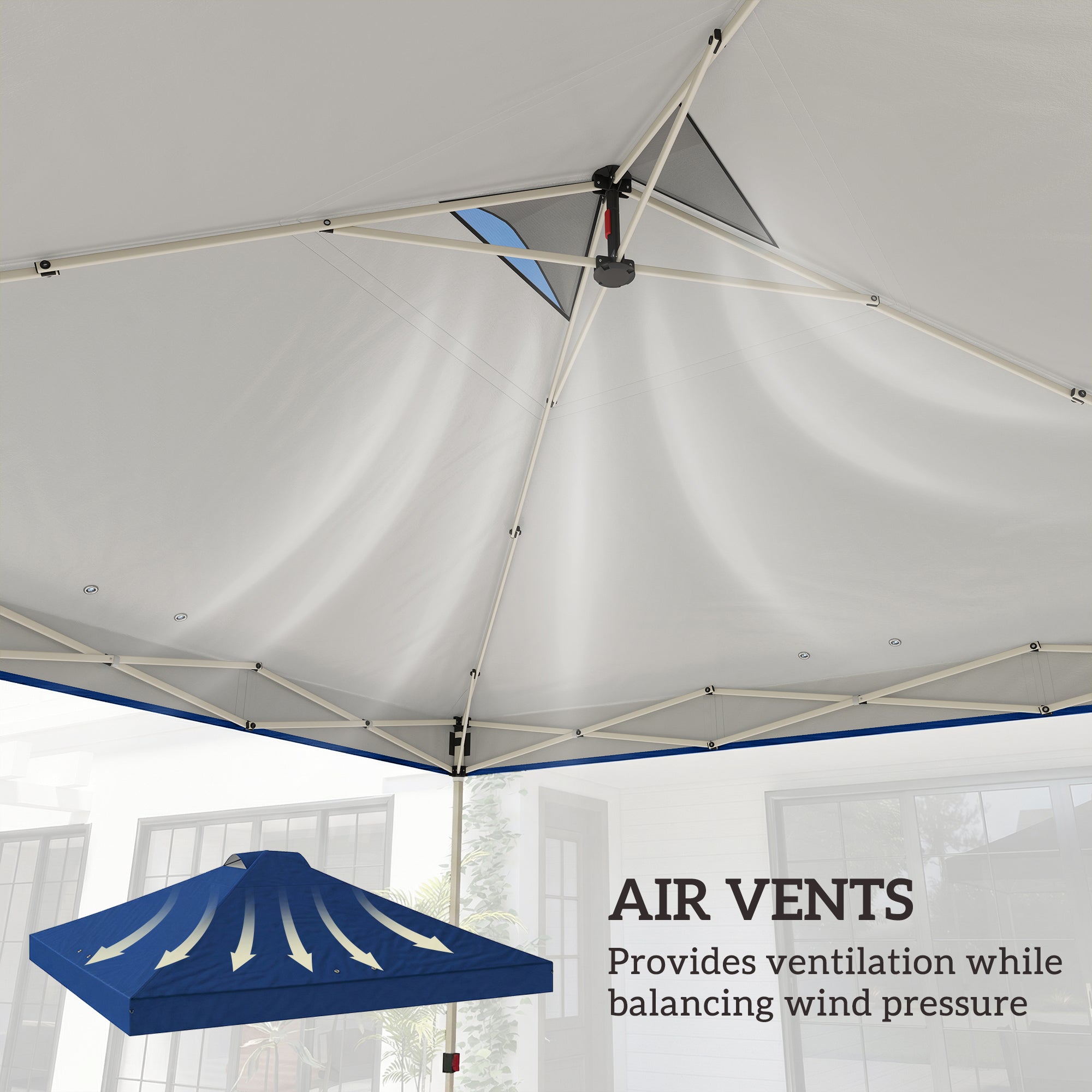 Outsunny Gazebo Roof Replacement UV50+ Waterproof Pop Up Canopy Cover with 8 Drainage Holes 3 x 3 m Blue