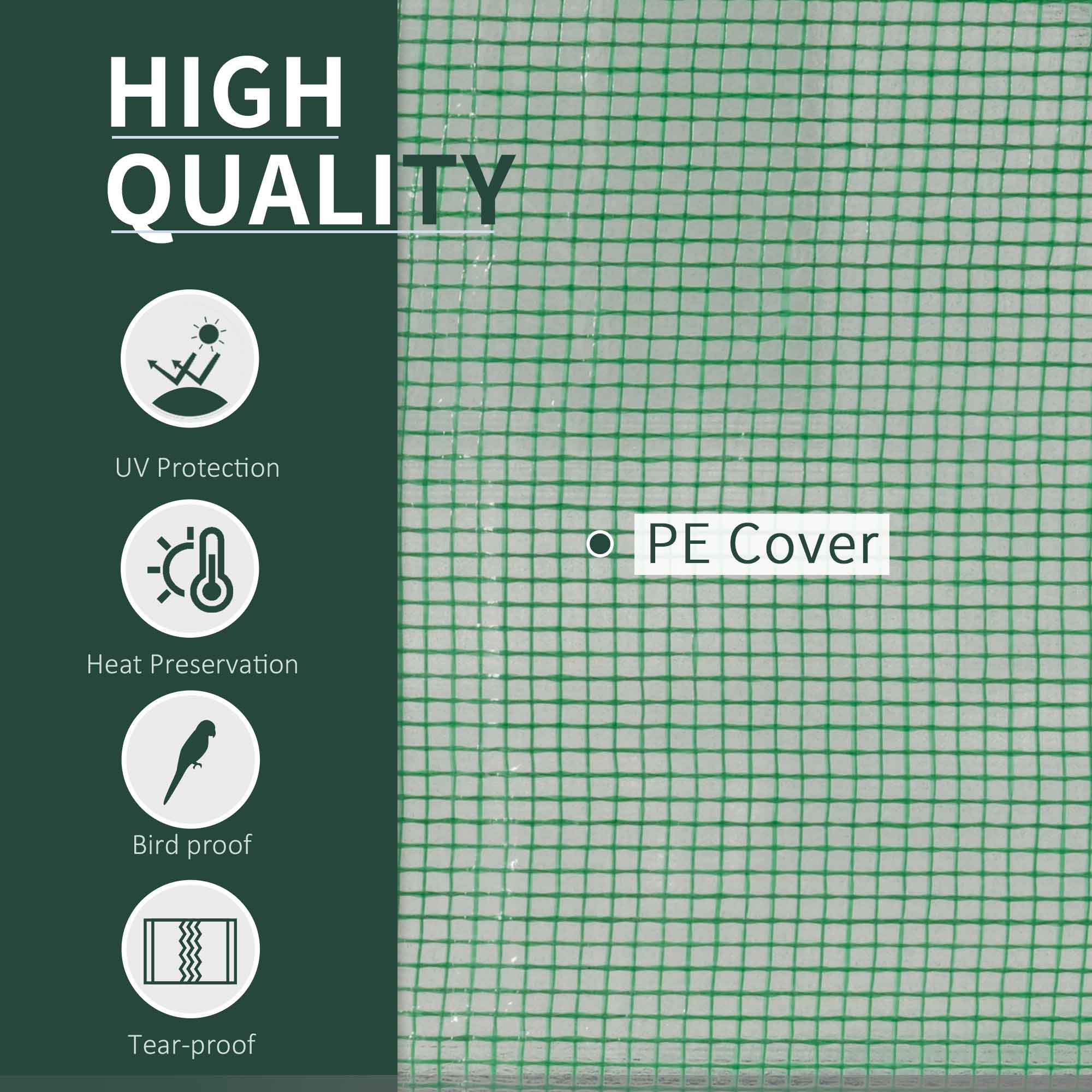 Outsunny Tunnel Greenhouse Green Grow House for Garden Outdoor, Steel Frame, PE Cover, Green, 200 x 100 x 80cm