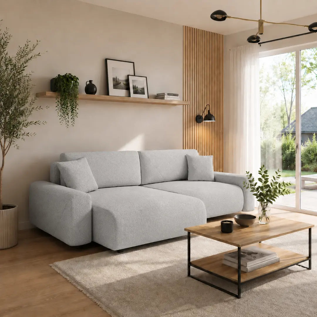 Corner Sofa Bed Rima in Light Grey, image 9