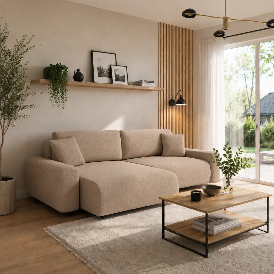Corner Sofa Bed Rima in Beige, image 3