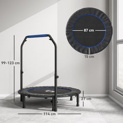 HOMCOM 45" Foldable Mini Fitness Trampoline, with Adjustable Foam Handle, Blue