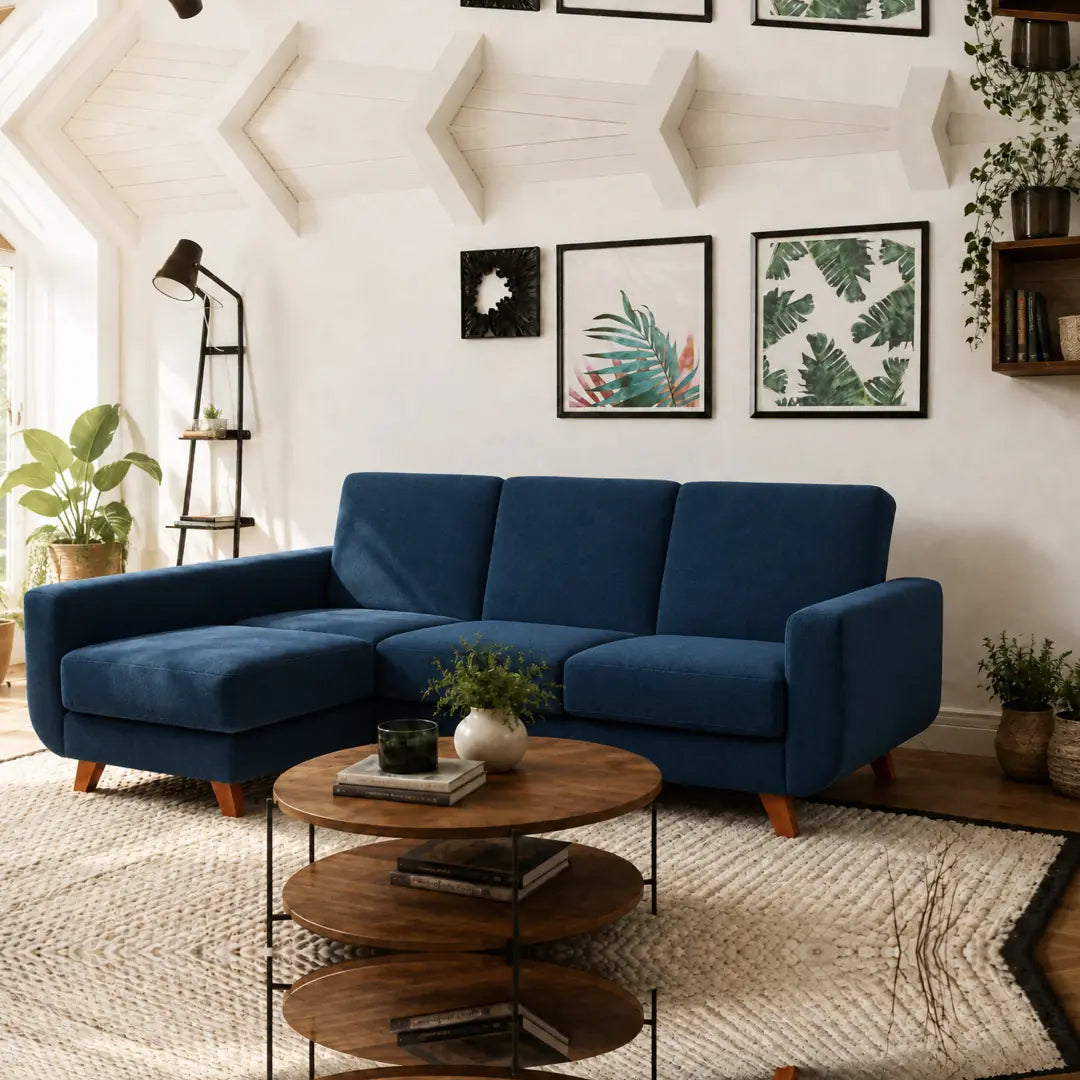 Corner Sofa Bed Aramis in Navy Blue, image 2